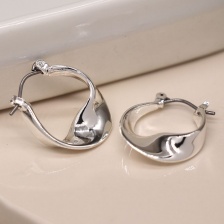 Silver Plated Smooth Twisted Hoop Earrings by Peace of Mind